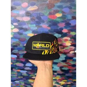 World Industries Flame Logo Snapback Hat Black Skateboarding Flat Brim Cap